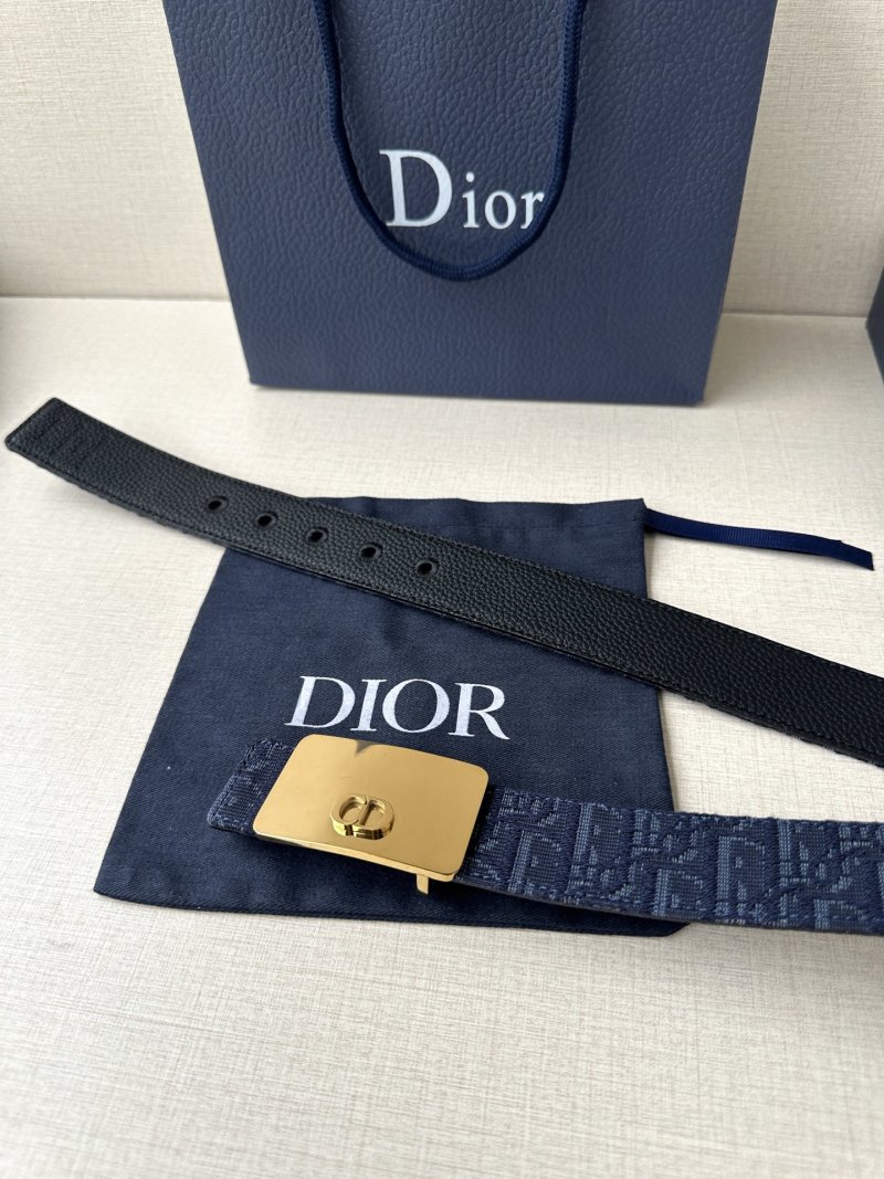 Dior Monogram Canvas Belt Navy 35mm view