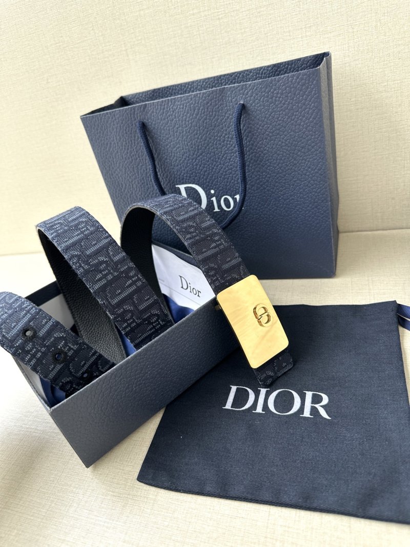 Dior Monogram Canvas Belt Navy 35mm view
