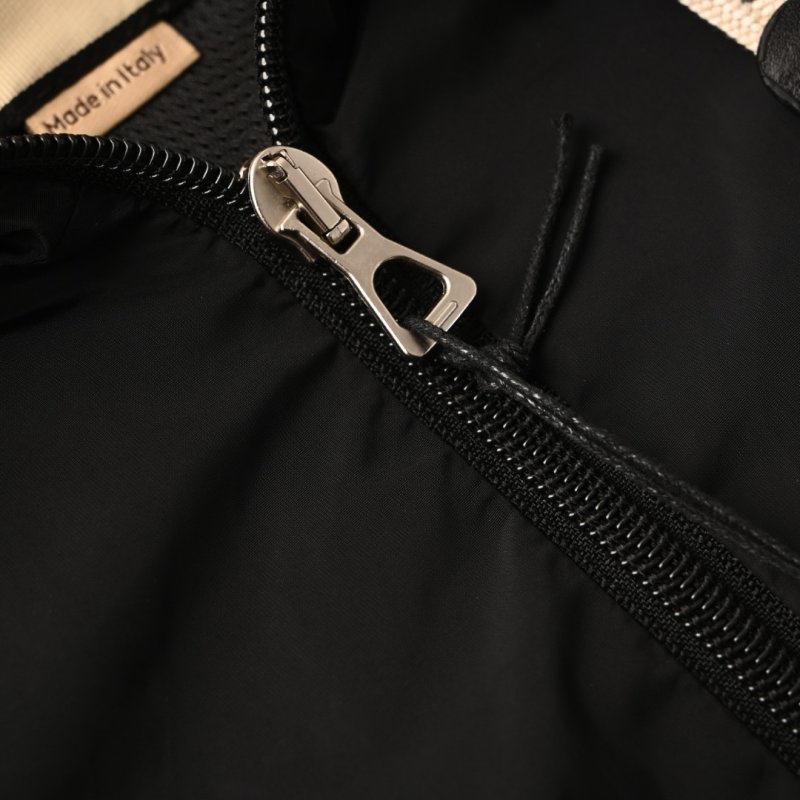 Gucci Black Nylon Hooded Windbreaker Jacket with Web Stripe view