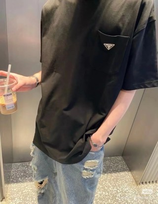 Prada Black Minimalist Logo T-Shirt view 4