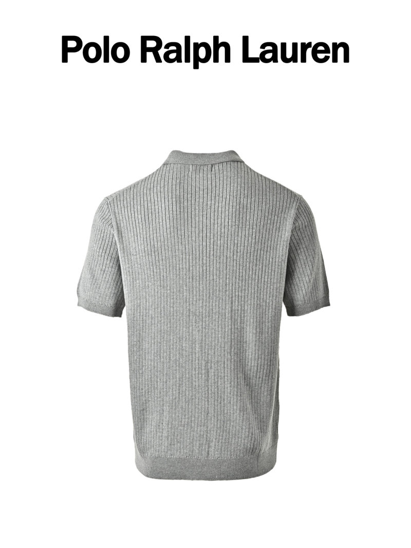 Ralph Lauren Grey Ribbed Polo Shirt view