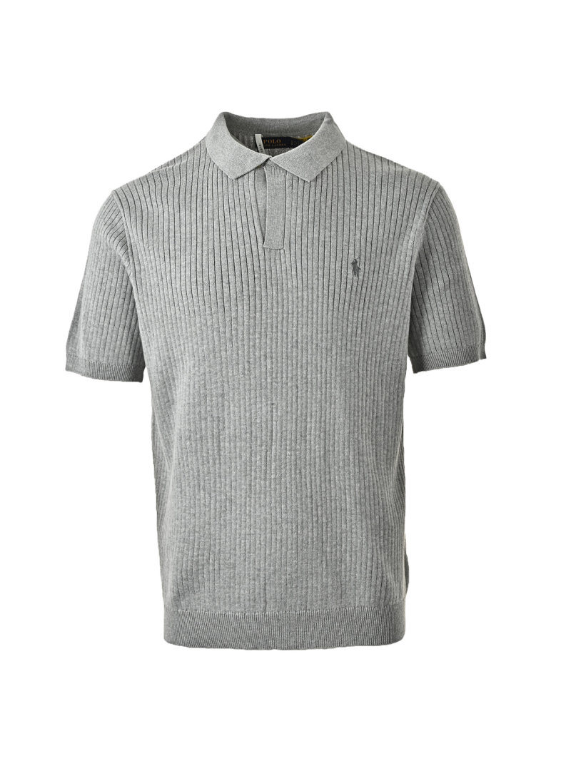 Ralph Lauren Grey Ribbed Polo Shirt view