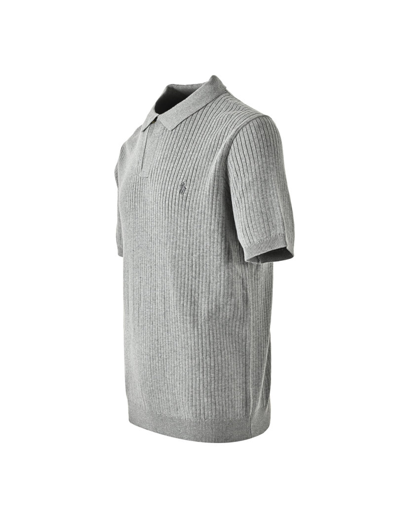 Ralph Lauren Grey Ribbed Polo Shirt view