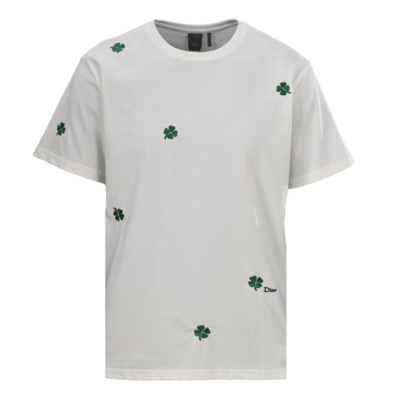 Dior Cream Four-Leaf Clover Embroidered T-Shirt view