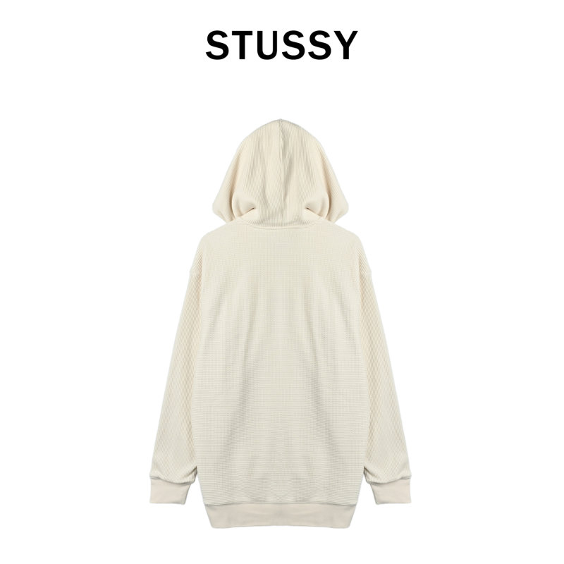 Cream Waffle Knit Zip Hoodie view