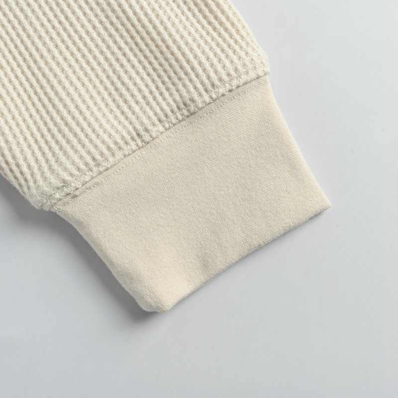 Cream Waffle Knit Zip Hoodie view