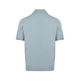 Prada Embroidered Logo Knit Polo Shirt - Sage Green view 3