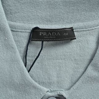 Prada Embroidered Logo Knit Polo Shirt - Sage Green view 5