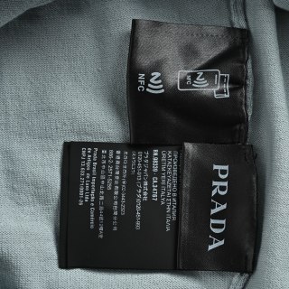 Prada Embroidered Logo Knit Polo Shirt - Sage Green view 6