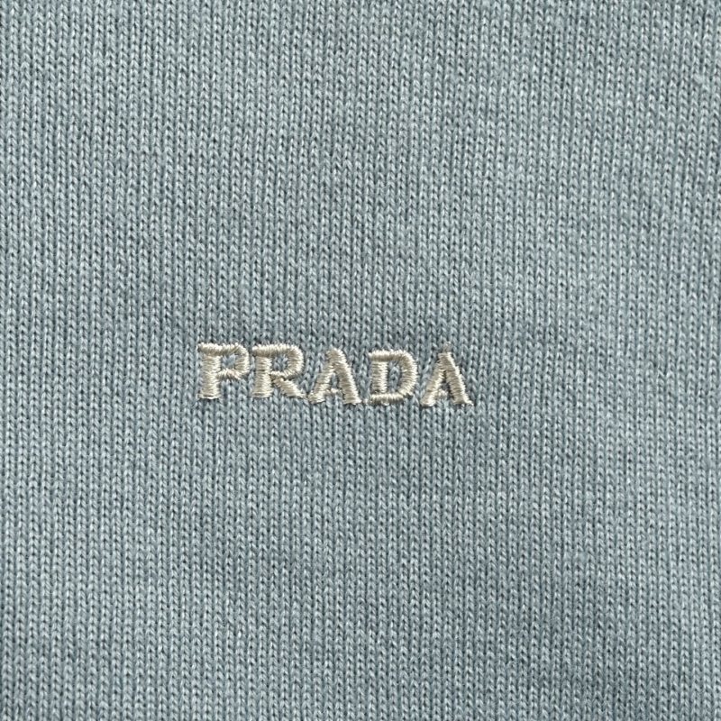 Prada Embroidered Logo Knit Polo Shirt - Sage Green view