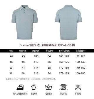 Prada Embroidered Logo Knit Polo Shirt - Sage Green view 10
