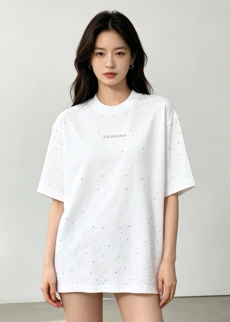 Balenciaga White Speckled Logo T-Shirt view