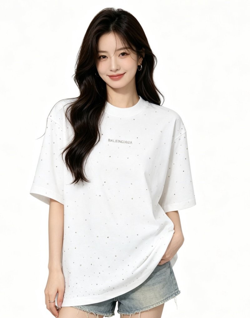 Balenciaga White Speckled Logo T-Shirt view