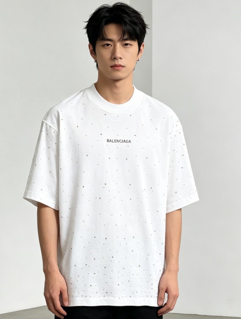 Balenciaga White Speckled Logo T-Shirt view