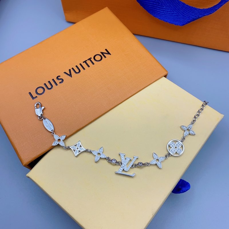 Louis Vuitton LV Flower Monogram Crystal Charm Bracelet Silver view