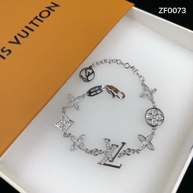 Louis Vuitton LV Flower Monogram Crystal Charm Bracelet Silver view