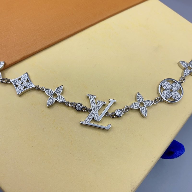 Louis Vuitton LV Flower Monogram Crystal Charm Bracelet Silver view