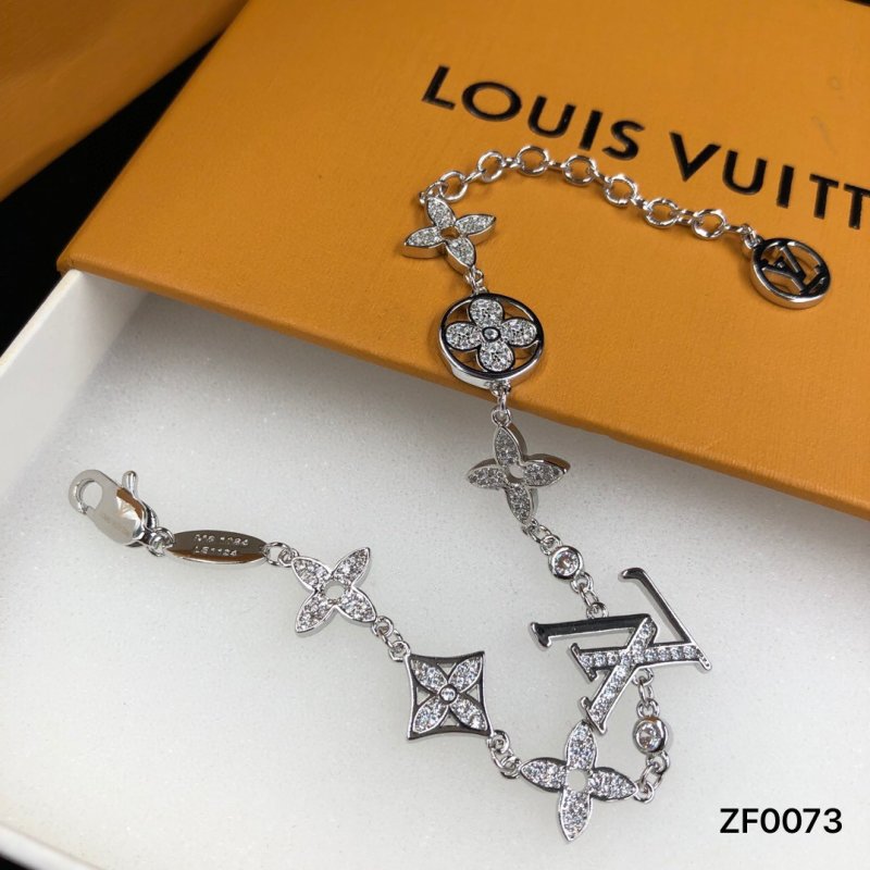 Louis Vuitton LV Flower Monogram Crystal Charm Bracelet Silver view