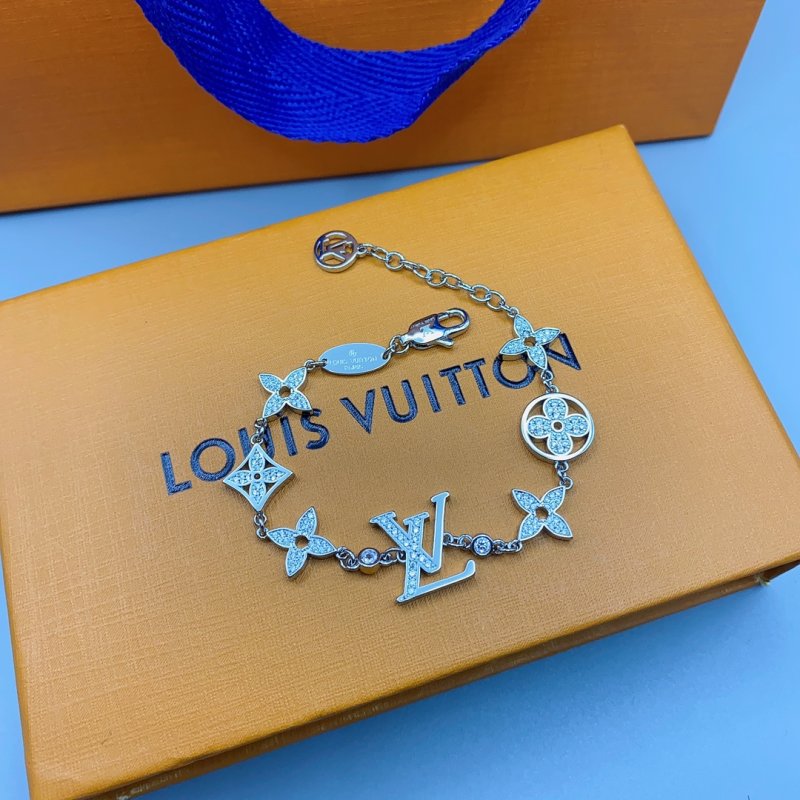 Louis Vuitton LV Flower Monogram Crystal Charm Bracelet Silver view