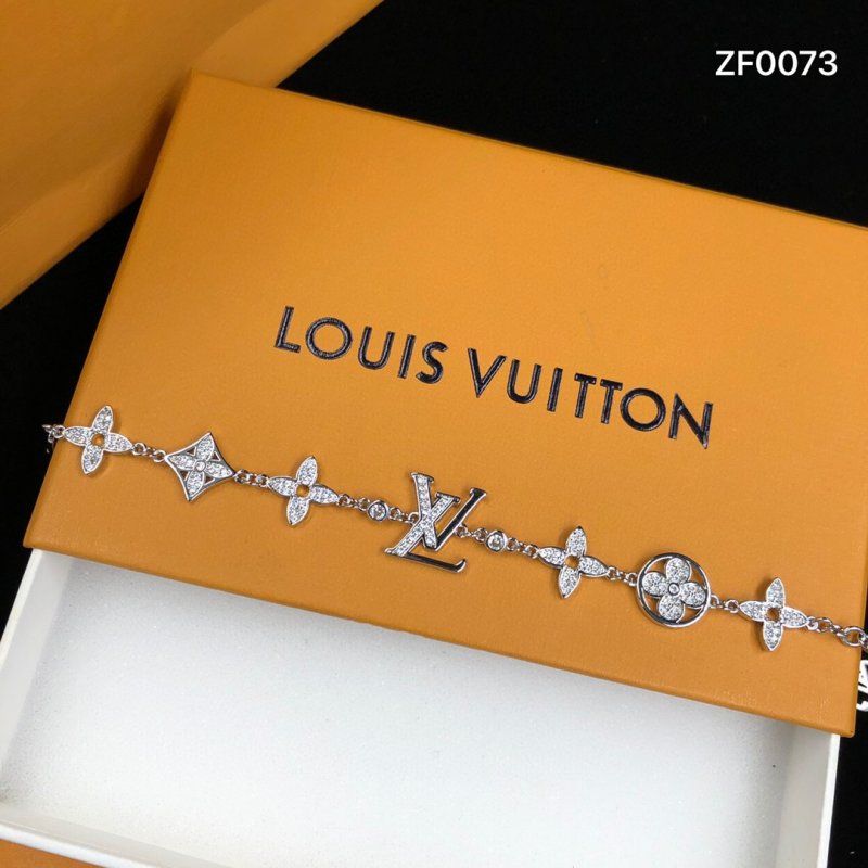 Louis Vuitton LV Flower Monogram Crystal Charm Bracelet Silver view
