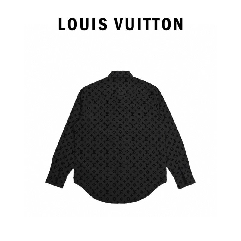 Louis Vuitton 21FW Monogram Velvet Flocked Black Shirt