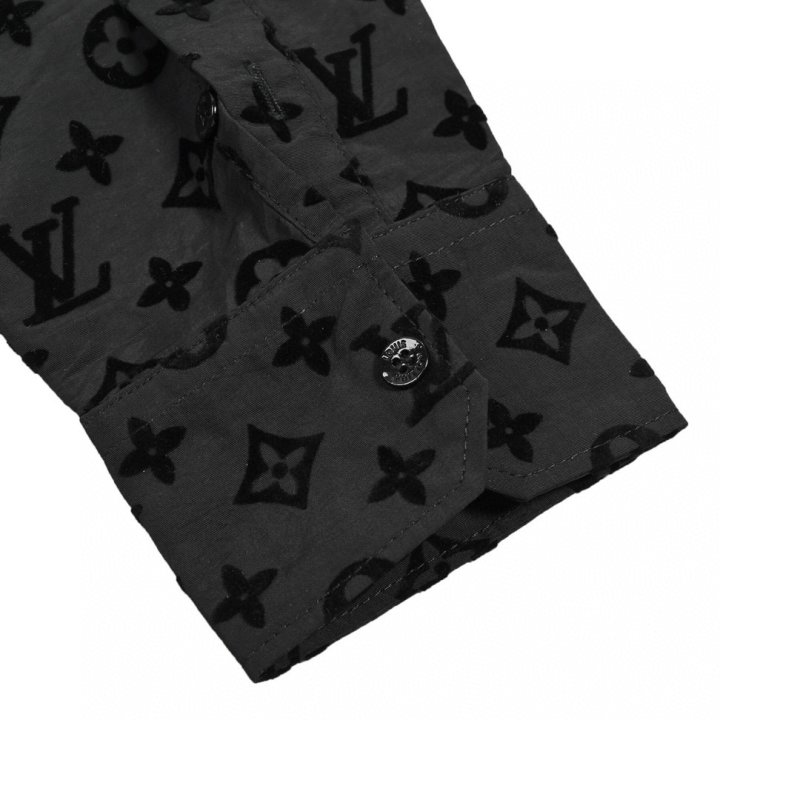 Louis Vuitton 21FW Monogram Velvet Flocked Black Shirt view