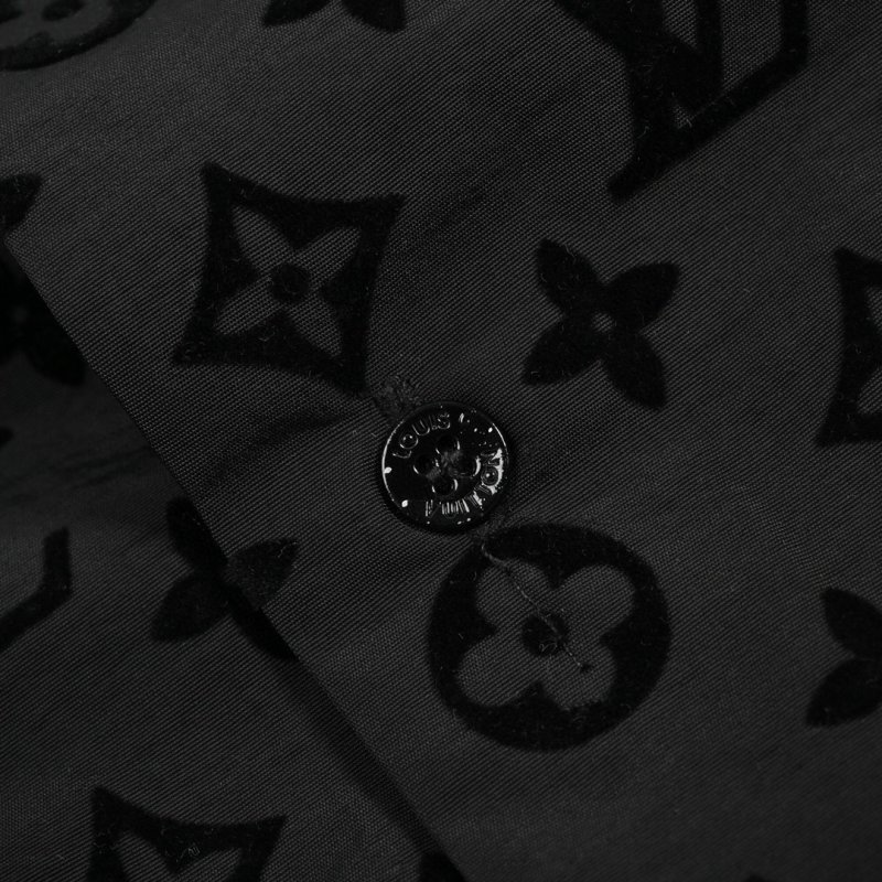 Louis Vuitton 21FW Monogram Velvet Flocked Black Shirt view