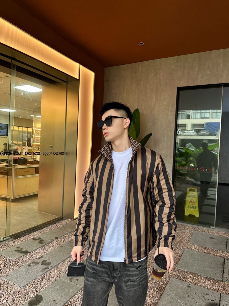 Fendi Monogram Zip Jacket Navy & Tan view
