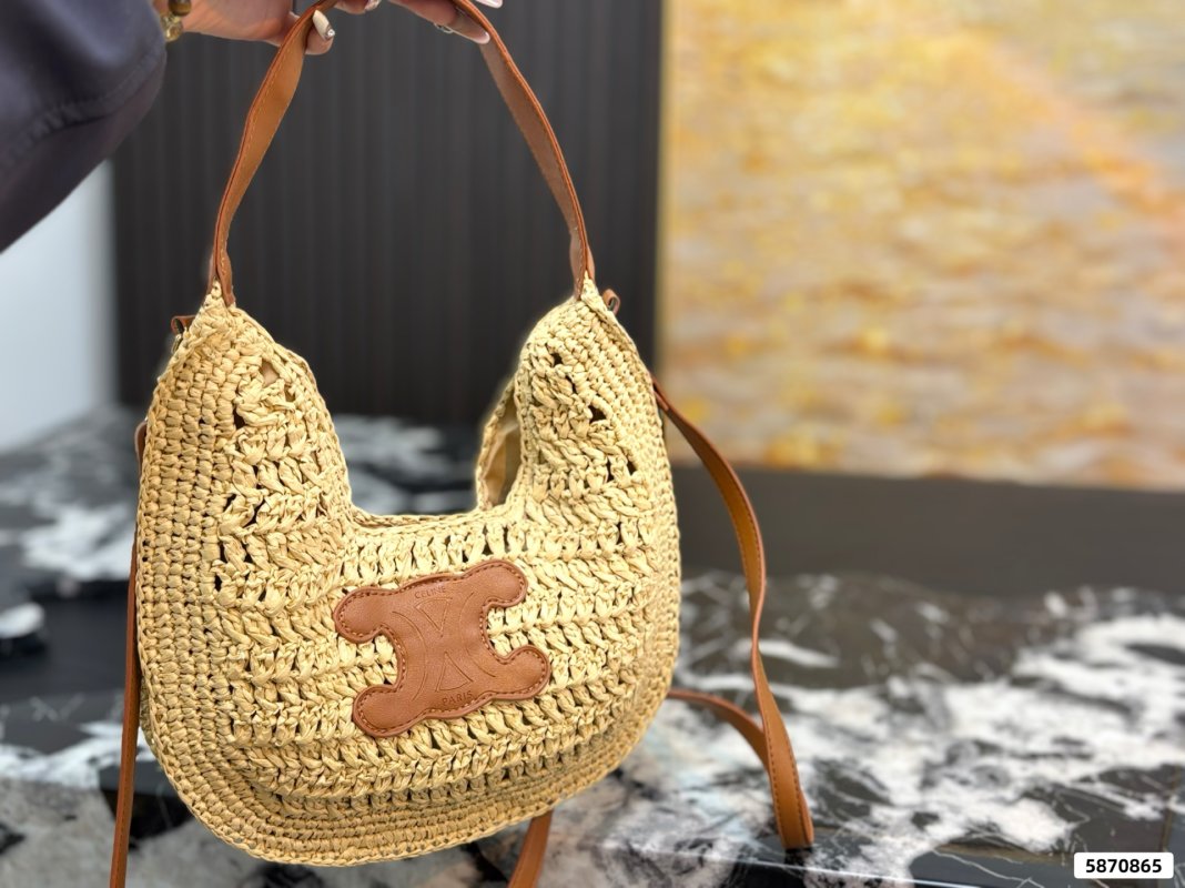 Celine Woven Straw Underarm Bag - Natural/Tan