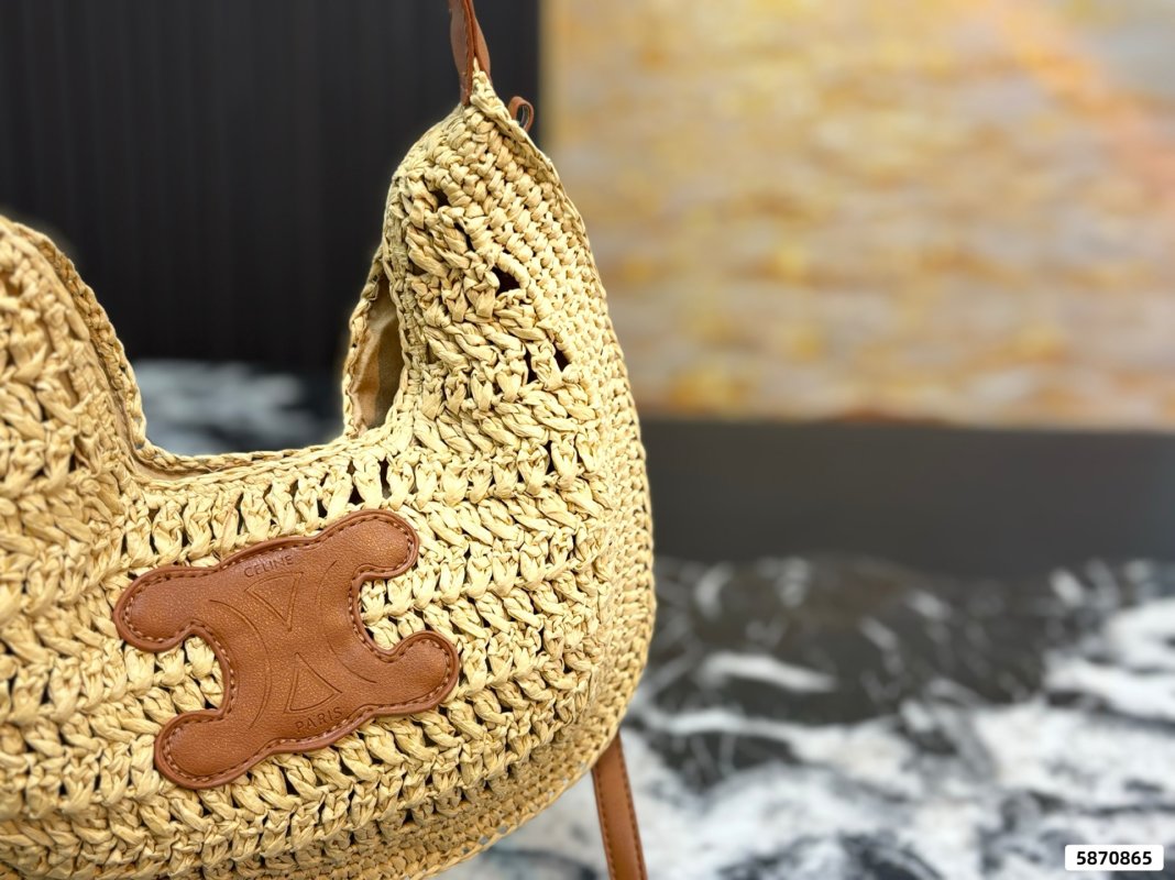 Celine Woven Straw Underarm Bag - Natural/Tan view