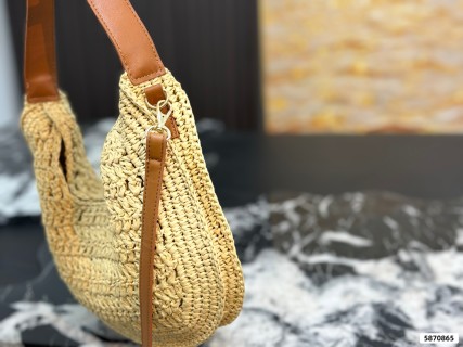 Celine Woven Straw Underarm Bag - Natural/Tan view 3