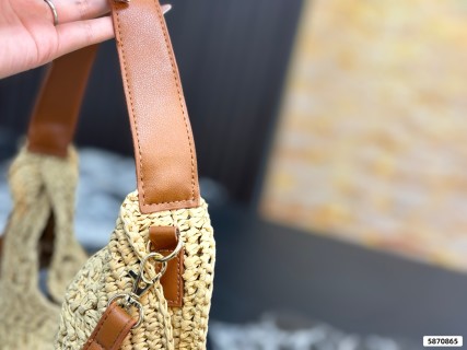 Celine Woven Straw Underarm Bag - Natural/Tan view 6