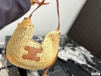 Celine Woven Straw Underarm Bag - Natural/Tan view 7