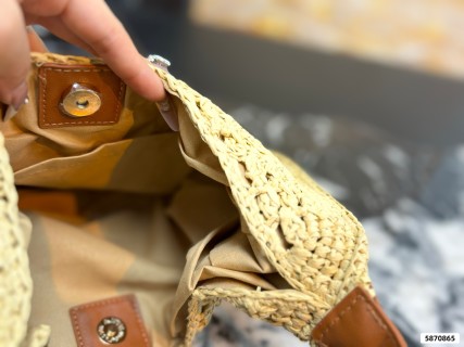 Celine Woven Straw Underarm Bag - Natural/Tan view 9