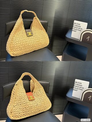 Celine Woven Straw Hobo Bag in Natural