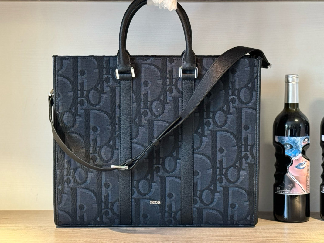 Dior Navy Monogram Tote Shopper Bag