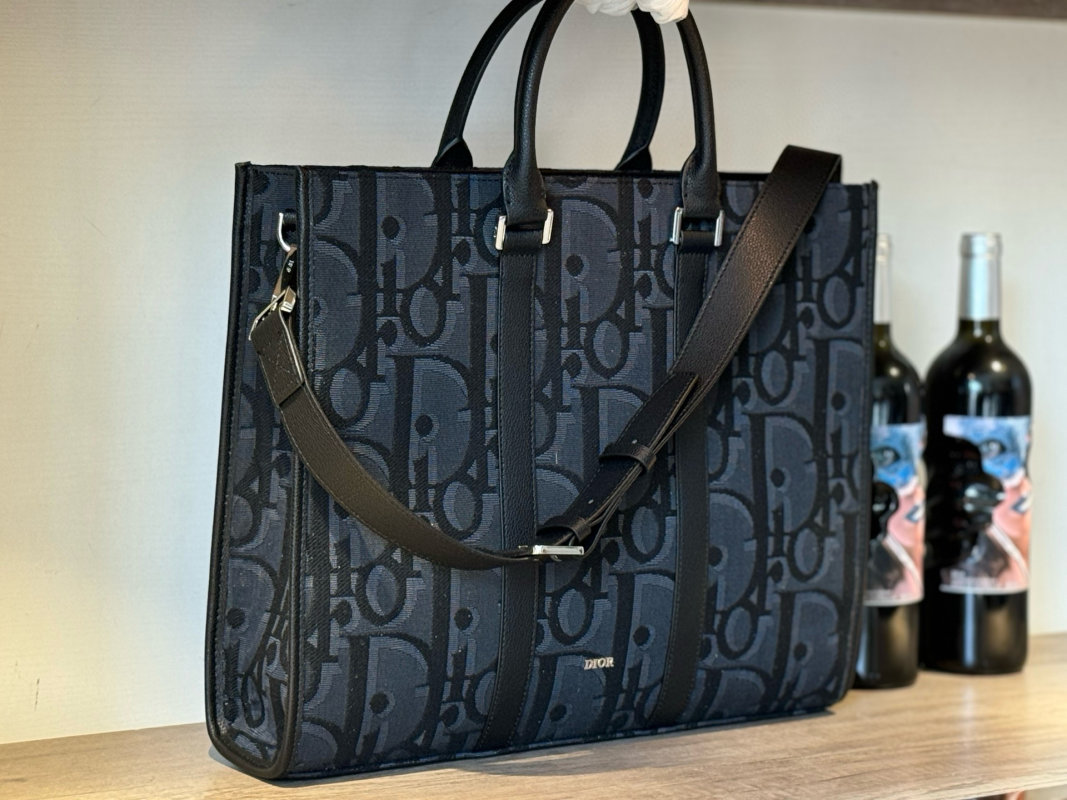 Dior Navy Monogram Tote Shopper Bag view
