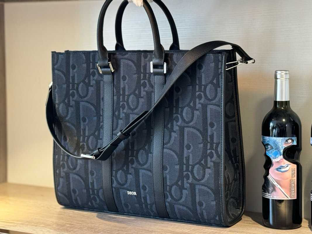 Dior Navy Monogram Tote Shopper Bag view