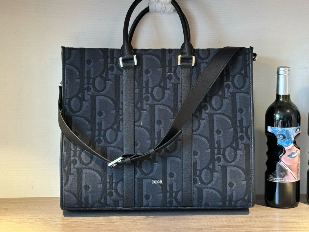 Dior Navy Monogram Tote Shopper Bag view