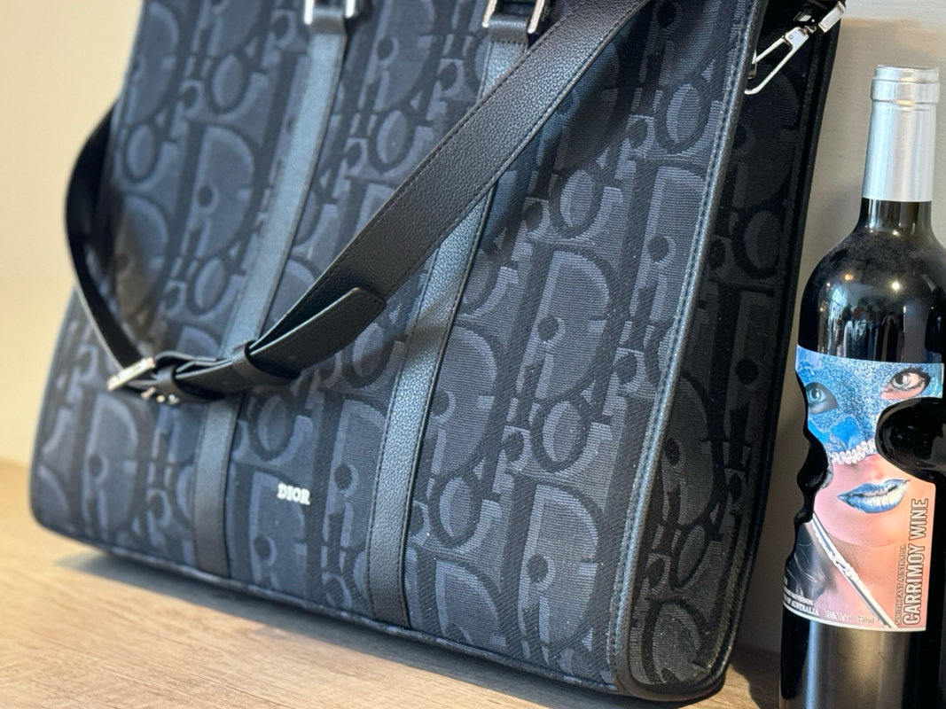 Dior Navy Monogram Tote Shopper Bag view