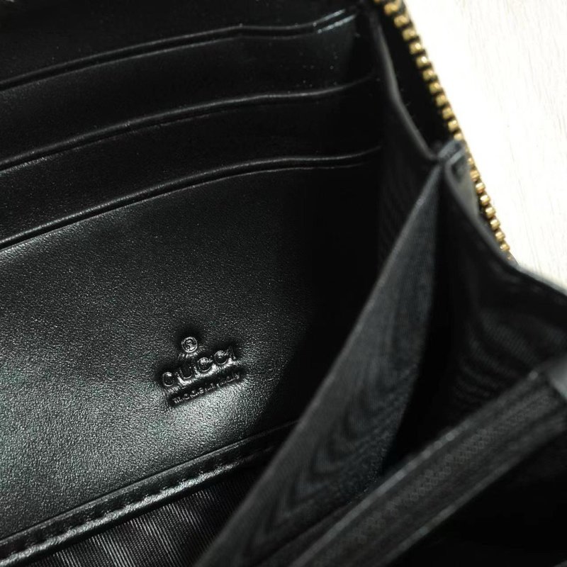 Gucci GG Marmont Black Chevron Zip Wallet view
