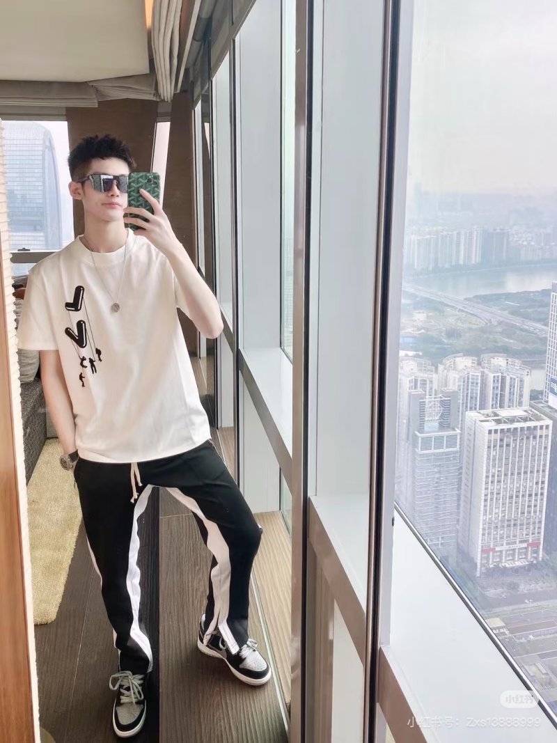 White Oversized T-Shirt with Abstract Black Graphic Print view