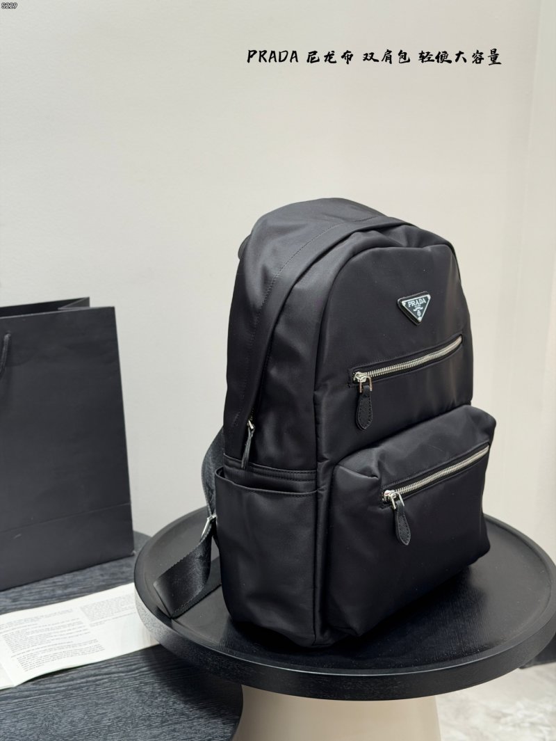 Prada Black Nylon Backpack with Triangle Logo view