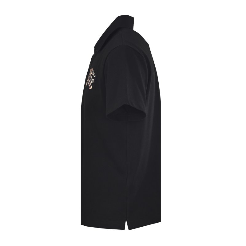 Burberry Equestrian Knight Embroidered Black Polo Shirt view