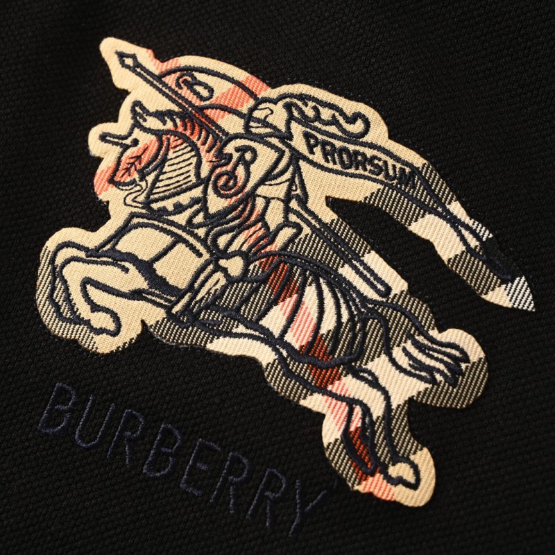 Burberry Equestrian Knight Embroidered Black Polo Shirt view