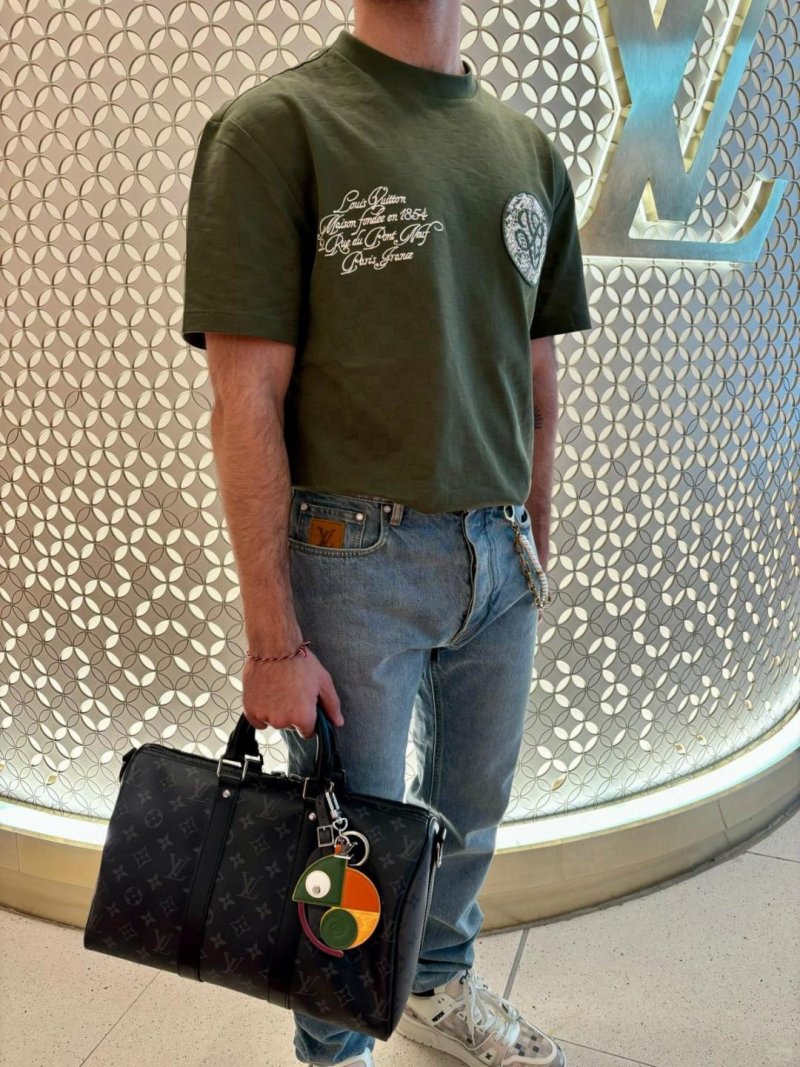 Olive Green Graphic Short Sleeve T-Shirt with Embroidered Logo view