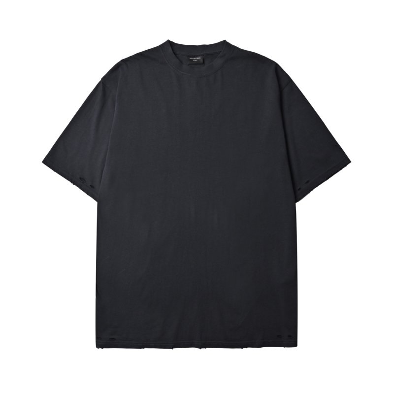 Black Oversized Graphic T-Shirt with Distressed Details view