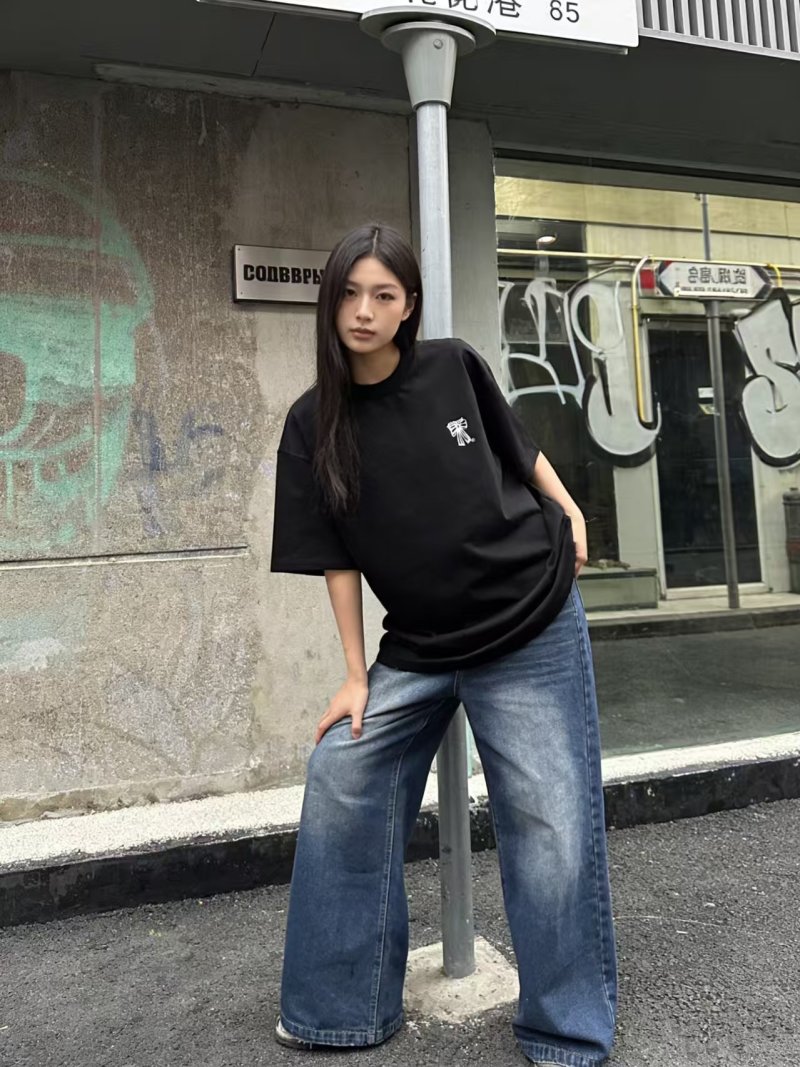 Black Oversized Short Sleeve T-Shirt with Embroidered Logo view