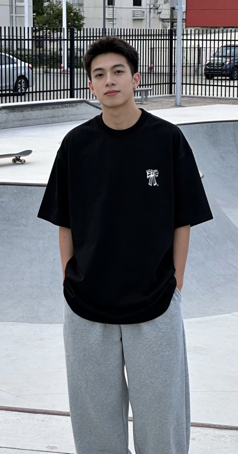 Black Oversized Short Sleeve T-Shirt with Embroidered Logo view