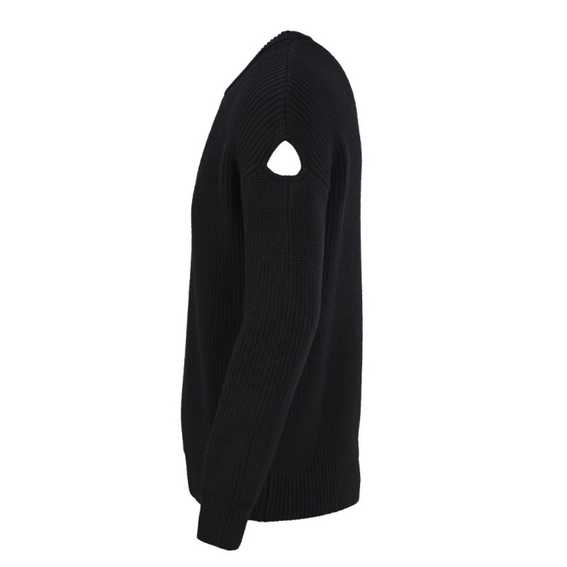 Black Ribbed Crew Neck Sweater with Elbow Cutouts view